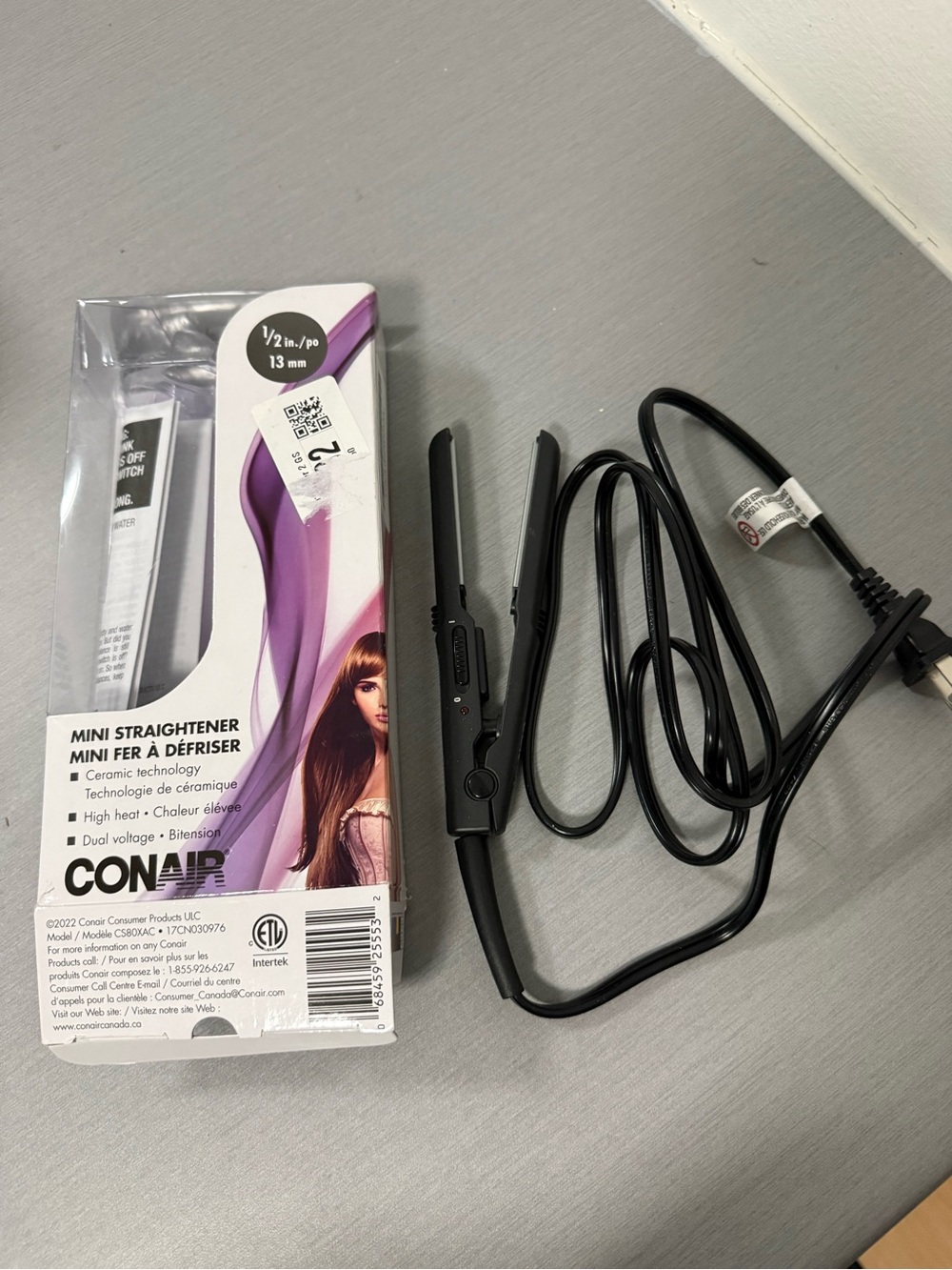 Conair Mini Ceramic Hair Straightener ½” Travel Size & Dual Voltage